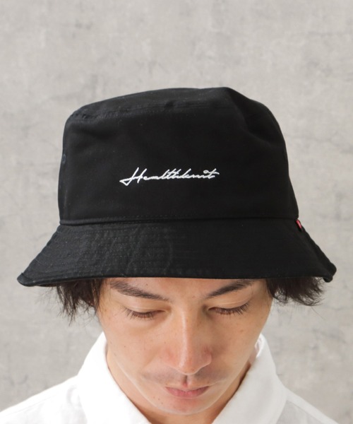 Healthknit（ヘルスニット）の「Healthknit ヘルスニット ワンウォッシュ刺繍バケットハット（ハット・メンズ・ブラック/グレー・フリー）」の14枚目の写真