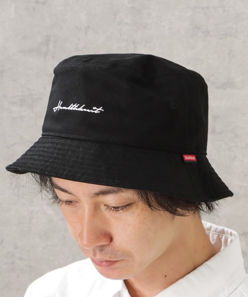 Healthknit（ヘルスニット）の「Healthknit ヘルスニット ワンウォッシュ刺繍バケットハット（ハット・メンズ・ブラック/グレー・フリー）」の6枚目の写真