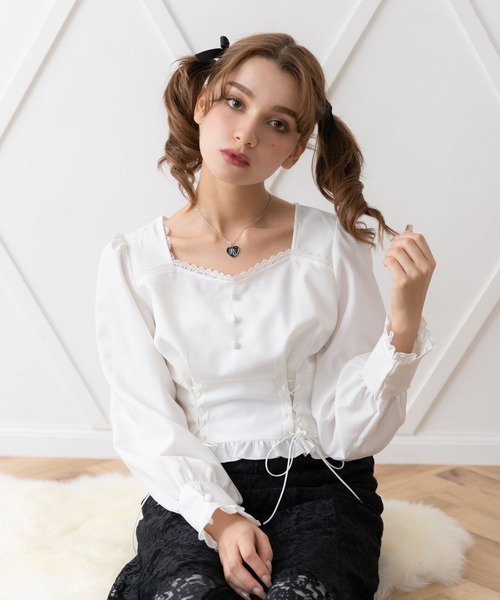 ブラウス シャツ コルセットレディブラウス レディース SLY ブラウス シャツ DESIGN SHOULDER CORSET デザイン