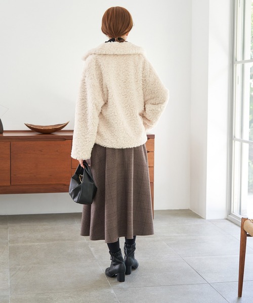 ROPE' PICNIC（ロペピクニック）の「ジャージーボンディングフェイクファーブルゾン（ブルゾン・レディース・キナリ/ダークブラウン・38）」の20枚目の写真