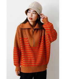 ジップUPビックカラーニット