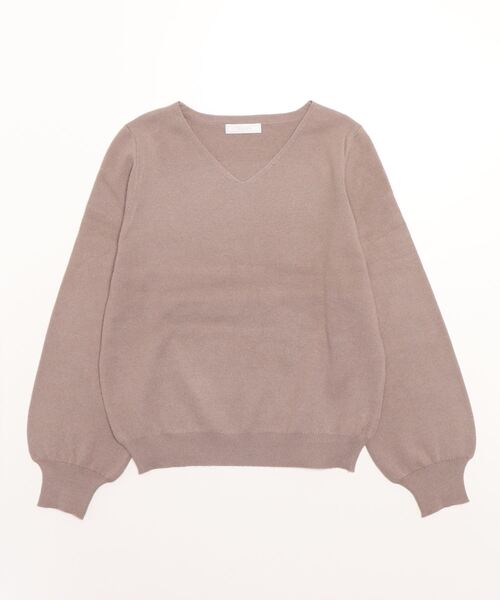 TRUDEA(トルディア)の「総針編みVネックニット(ニット/セーター・レディース・アイボリー/モカ/ブラック/ブルーグリーン/グレイッシュベージュ・LARGE/MEDIUM)」の4枚目の写真