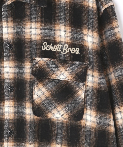 schott（ショット）の「Schott/ショット/PLAID SHIRT SHCOTT BROS. EMB/プレイドシャツ ショットブロス（シャツ/ブラウス・メンズ・ブラウン/ホワイト・2XL/M/L/XL）」の9枚目の写真