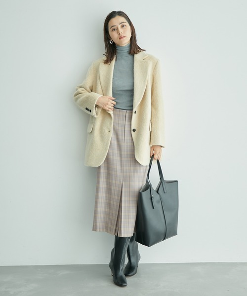 ROPE'（ロペ）の「ボックスプリーツチェックタイトスカート（スカート・レディース・ブラウン/ベージュ・36/38）」の3枚目の写真