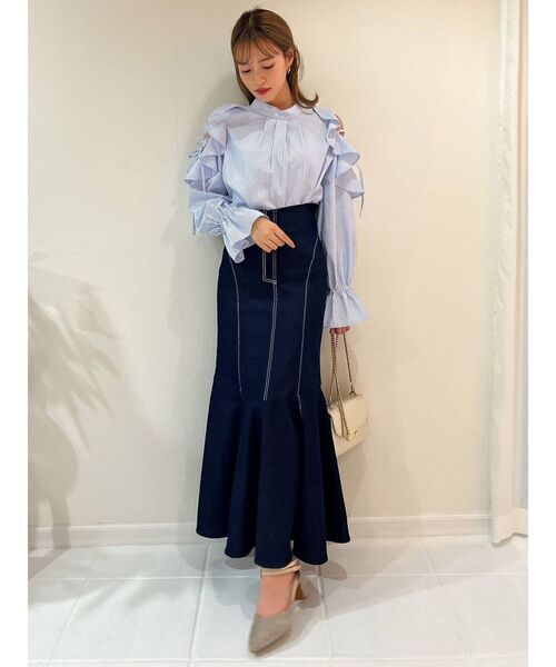 dazzlin(ダズリン)の「サイドオープンジップ2WAYスカート(スカート・レディース・グレー/オフホワイト/インディゴブルー・SMALL/MEDIUM)」の6枚目の写真
