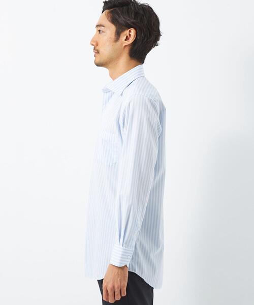 green label relaxing(グリーンレーベルリラクシング)の「コットン ストライプ スタンダード ワイドカラー ドレスシャツ -イージーアイロン-(ビジネスシャツ・メンズ・ライトブルー/ダークグリーン・39cm/40cm/42cm/43cm/38cm/37cm/41cm)」の6枚目の写真