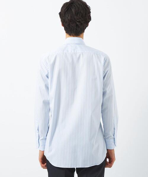 green label relaxing(グリーンレーベルリラクシング)の「コットン ストライプ スタンダード ワイドカラー ドレスシャツ -イージーアイロン-(ビジネスシャツ・メンズ・ライトブルー/ダークグリーン・39cm/40cm/42cm/43cm/38cm/37cm/41cm)」の7枚目の写真