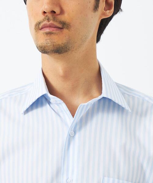 green label relaxing(グリーンレーベルリラクシング)の「コットン ストライプ スタンダード ワイドカラー ドレスシャツ -イージーアイロン-(ビジネスシャツ・メンズ・ライトブルー/ダークグリーン・39cm/40cm/42cm/43cm/38cm/37cm/41cm)」の8枚目の写真