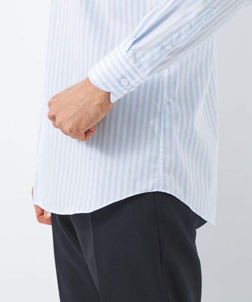 green label relaxing(グリーンレーベルリラクシング)の「コットン ストライプ スタンダード ワイドカラー ドレスシャツ -イージーアイロン-(ビジネスシャツ・メンズ・ライトブルー/ダークグリーン・39cm/40cm/42cm/43cm/38cm/37cm/41cm)」の9枚目の写真