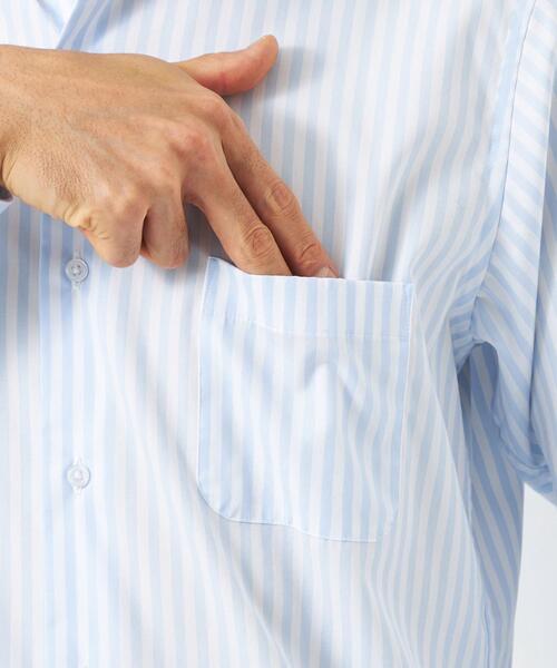 green label relaxing(グリーンレーベルリラクシング)の「コットン ストライプ スタンダード ワイドカラー ドレスシャツ -イージーアイロン-(ビジネスシャツ・メンズ・ライトブルー/ダークグリーン・39cm/40cm/42cm/43cm/38cm/37cm/41cm)」の10枚目の写真
