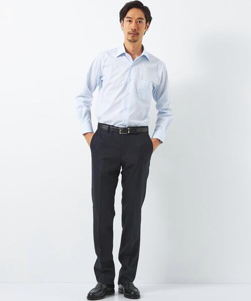 green label relaxing(グリーンレーベルリラクシング)の「コットン ストライプ スタンダード ワイドカラー ドレスシャツ -イージーアイロン-(ビジネスシャツ・メンズ・ライトブルー/ダークグリーン・39cm/40cm/42cm/43cm/38cm/37cm/41cm)」の12枚目の写真