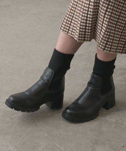 RETRO GIRL（レトロガール）の「ソックスブーツ（ブーツ・レディース・ブラック/ナチュラル・MEDIUM/LARGE）」の7枚目の写真