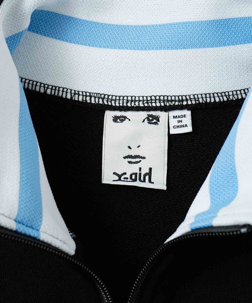 X-girl(エックスガール)の「STRIPED SLEEVE SHORT ANORAK(スウェット・レディース・ネイビー/ブラック/ホワイト・S/M)」の7枚目の写真