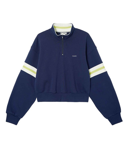 X-girl(エックスガール)の「STRIPED SLEEVE SHORT ANORAK(スウェット・レディース・ネイビー/ブラック/ホワイト・S/M)」の19枚目の写真