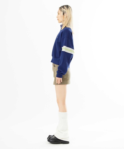 X-girl(エックスガール)の「STRIPED SLEEVE SHORT ANORAK(スウェット・レディース・ネイビー/ブラック/ホワイト・S/M)」の15枚目の写真