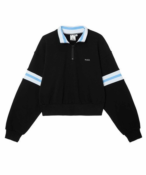 X-girl(エックスガール)の「STRIPED SLEEVE SHORT ANORAK(スウェット・レディース・ネイビー/ブラック/ホワイト・S/M)」の21枚目の写真