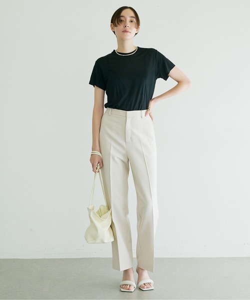 GALLARDAGALANTE（ガリャルダガランテ）の「センタープレステーパードパンツ（スラックス・レディース・ブラック/ライトベージュ・0/1）」の9枚目の写真