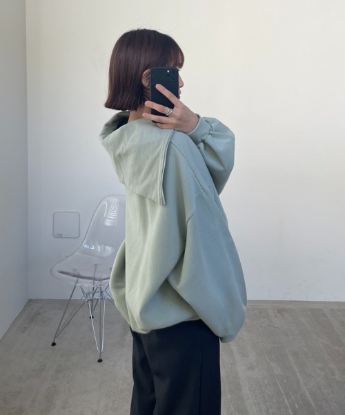 AMAIL(アマイル)の「Half zip trainer(スウェット・レディース・ベージュ/ブラック/ミント・FREE)」の19枚目の写真