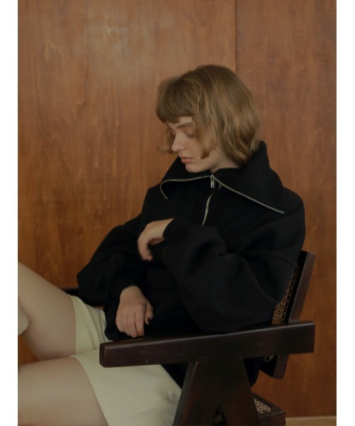 AMAIL(アマイル)の「Half zip trainer(スウェット・レディース・ベージュ/ブラック/ミント・FREE)」の4枚目の写真