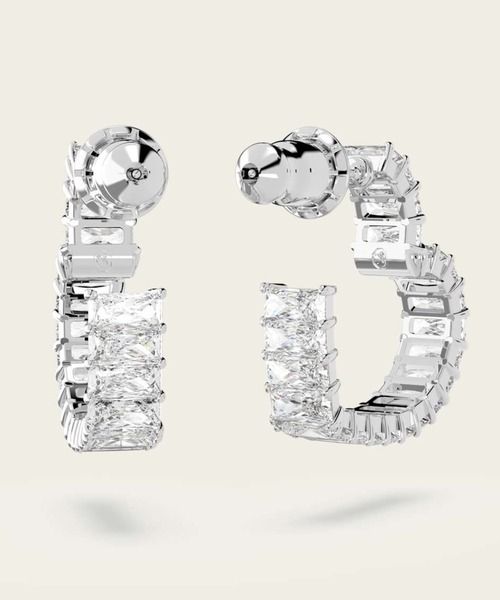 SWAROVSKI(スワロフスキー)の「【公式】【スワロフスキー】Matrix フープピアス, バゲット・カット, ハート, 小, ホワイト, ロジウム・プレーティング(ピアス(両耳用)・レディース・ホワイト・ONE SIZE)」の3枚目の写真
