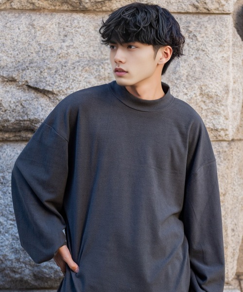 SILVER BULLET(シルバーバレット)の「『CavariA/キャバリア』モックネック長袖フリースカットソー(Tシャツ/カットソー・メンズ・ワインレッド/ベージュ/チャコールグレー/ブルーグレー・M/L)」の1枚目の写真