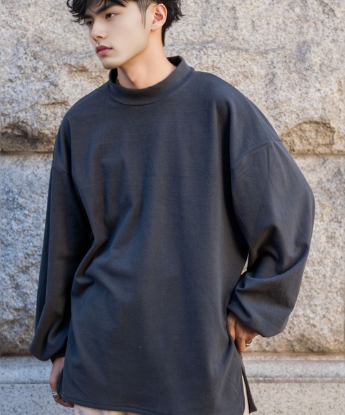 SILVER BULLET(シルバーバレット)の「『CavariA/キャバリア』モックネック長袖フリースカットソー(Tシャツ/カットソー・メンズ・ワインレッド/ベージュ/チャコールグレー/ブルーグレー・M/L)」の15枚目の写真