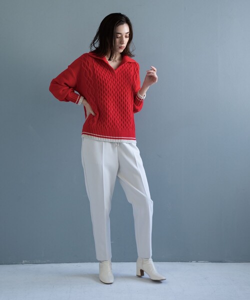 OPAQUE.CLIP（オペークドットクリップ）の「◆ダブルクロス イージーテーパードパンツ（その他パンツ・レディース・ライトグレー/ブラック/ベージュ/ブルー/ピンク系/ライトオレンジ系1・40/38/42/36/34）」の7枚目の写真