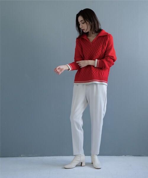 OPAQUE.CLIP（オペークドットクリップ）の「◆ダブルクロス イージーテーパードパンツ（その他パンツ・レディース・ライトグレー/ブラック/ベージュ/ブルー/ピンク系/ライトオレンジ系1・40/38/42/36/34）」の9枚目の写真