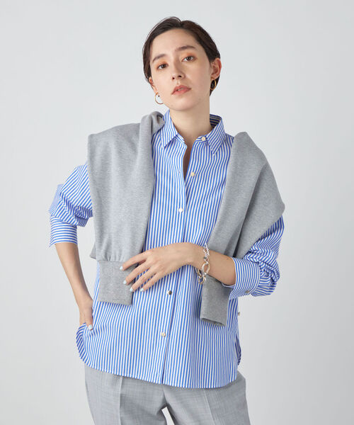 NOLLEY’S Sophi（ノーリーズソフィ）の「カシュクール2WAYメタル釦シャツ（シャツ/ブラウス・レディース・ホワイト/ブルー/ブルー系その他3/ピンク系その他3・36/38）」の3枚目の写真