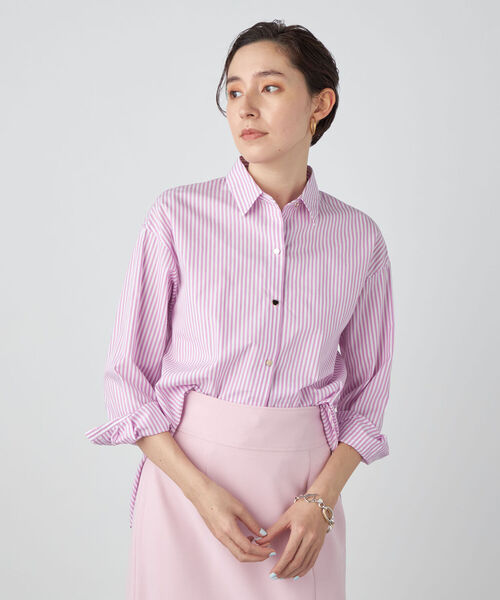 NOLLEY’S Sophi（ノーリーズソフィ）の「カシュクール2WAYメタル釦シャツ（シャツ/ブラウス・レディース・ホワイト/ブルー/ブルー系その他3/ピンク系その他3・36/38）」の4枚目の写真