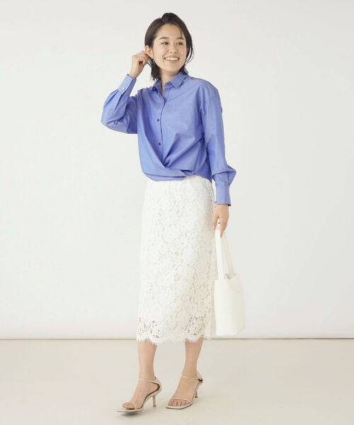 NOLLEY’S Sophi（ノーリーズソフィ）の「カシュクール2WAYメタル釦シャツ（シャツ/ブラウス・レディース・ホワイト/ブルー/ブルー系その他3/ピンク系その他3・36/38）」の12枚目の写真