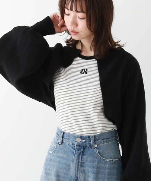 archives(アルシーヴ)の「マルチwayリブニットボレロカーディガン(カーディガン/ボレロ・レディース・オフホワイト/ブルー/グレイッシュベージュ/ブラック・MEDIUM)」の3枚目の写真