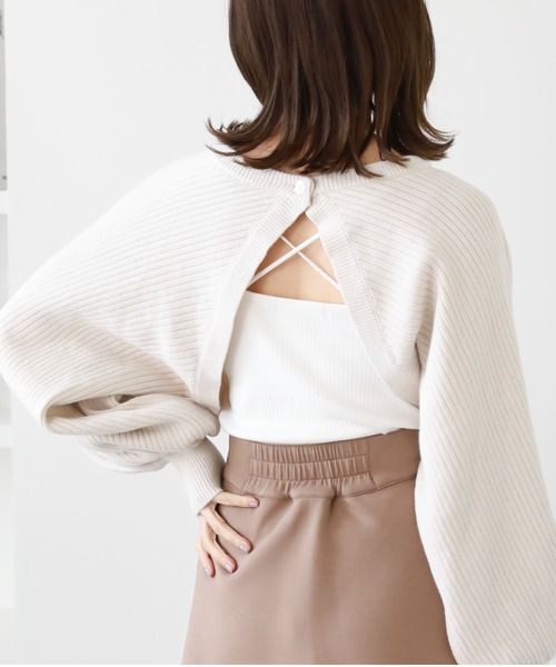 archives(アルシーヴ)の「マルチwayリブニットボレロカーディガン(カーディガン/ボレロ・レディース・オフホワイト/ブルー/グレイッシュベージュ/ブラック・MEDIUM)」の14枚目の写真