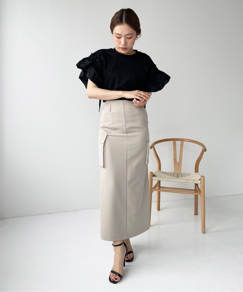 Meli rich（メリーリッチ）の「カーゴスカート（スカート・レディース・アイボリー/グレイッシュベージュ/カーキ/ブラック・MEDIUM）」の4枚目の写真