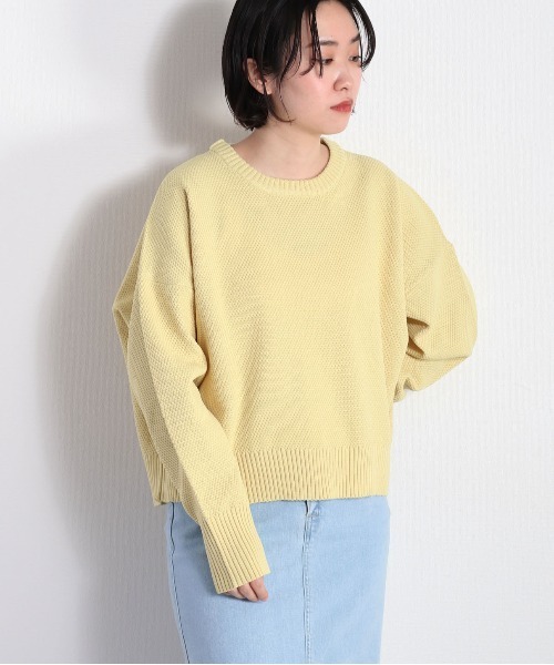 cepo(セポ)の「カノコ編みクルーネックニット(ニット/セーター・レディース・ラベンダー/オフホワイト/グリーン/ホワイト×ブラック/イエロー・M)」の5枚目の写真