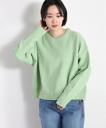 カノコ編みクルーネックニット