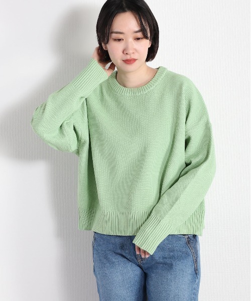 cepo(セポ)の「カノコ編みクルーネックニット(ニット/セーター・レディース・ラベンダー/オフホワイト/グリーン/ホワイト×ブラック/イエロー・M)」の4枚目の写真
