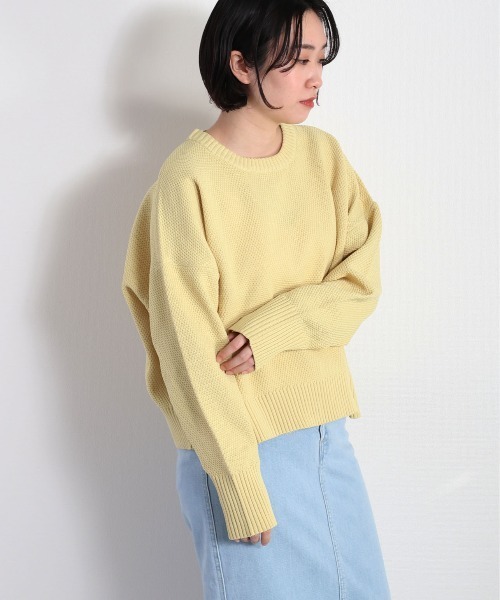 cepo(セポ)の「カノコ編みクルーネックニット(ニット/セーター・レディース・ラベンダー/オフホワイト/グリーン/ホワイト×ブラック/イエロー・M)」の14枚目の写真