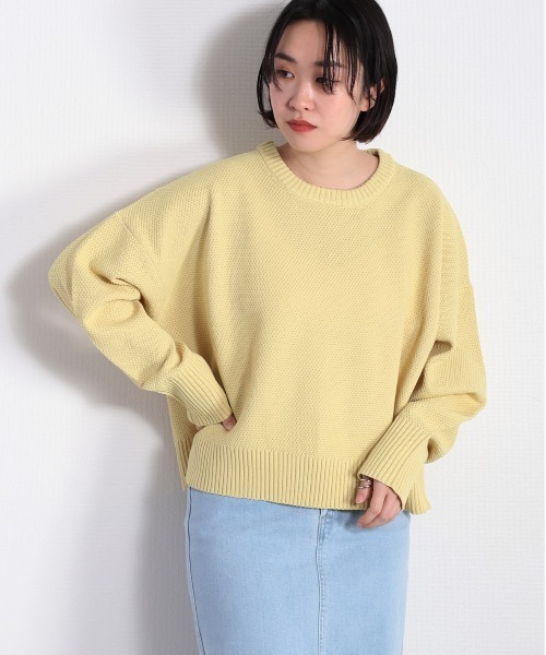 cepo(セポ)の「カノコ編みクルーネックニット(ニット/セーター・レディース・ラベンダー/オフホワイト/グリーン/ホワイト×ブラック/イエロー・M)」の6枚目の写真