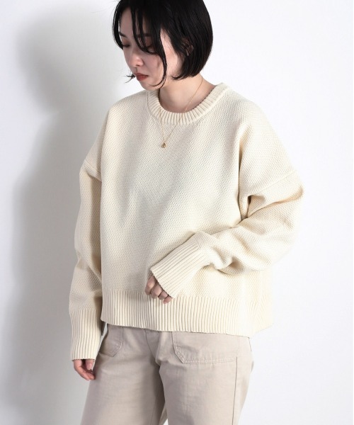 cepo(セポ)の「カノコ編みクルーネックニット(ニット/セーター・レディース・ラベンダー/オフホワイト/グリーン/ホワイト×ブラック/イエロー・M)」の19枚目の写真