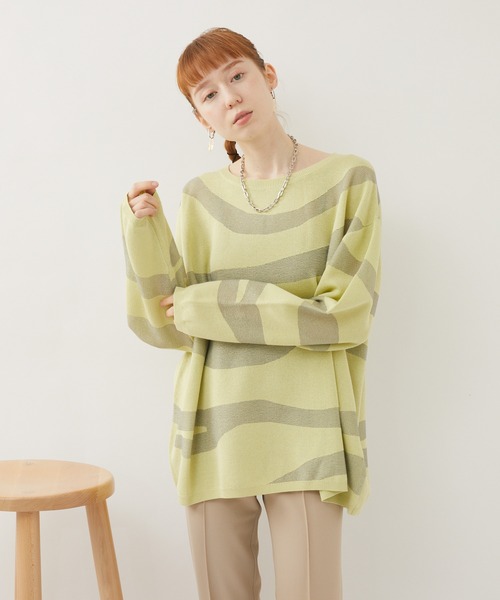 ROSIEE（ロージー）の「ROSIEE クリアジャガードニット（ニット/セーター・レディース・アイボリー/グリーン・FREE）」の4枚目の写真