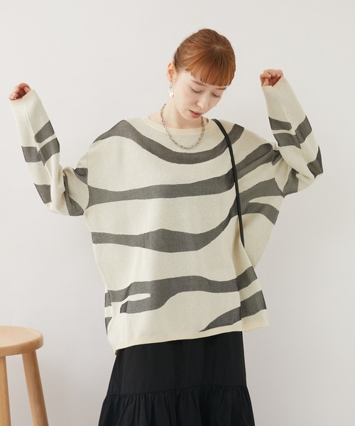 ROSIEE（ロージー）の「ROSIEE クリアジャガードニット（ニット/セーター・レディース・アイボリー/グリーン・FREE）」の9枚目の写真