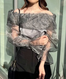 one after another NICE CLAUP | オーガンオフショルブラウス　2023SS(シャツ/ブラウス)