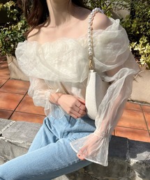 one after another NICE CLAUP | オーガンオフショルブラウス 2023SS(シャツ/ブラウス)