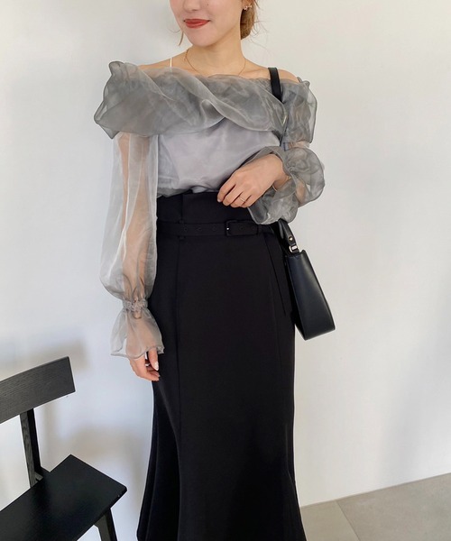 one after another NICE CLAUP（ワンアフターアナザーナイスクラップ）の「オーガンオフショルブラウス（シャツ/ブラウス・レディース・アイボリー/グレー/ピンク・FREE）」の12枚目の写真