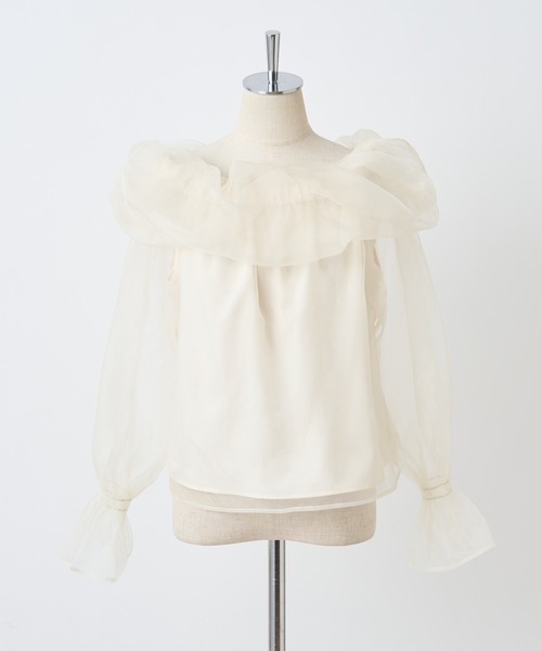 one after another NICE CLAUP（ワンアフターアナザーナイスクラップ）の「オーガンオフショルブラウス（シャツ/ブラウス・レディース・アイボリー/グレー/ピンク・FREE）」の17枚目の写真