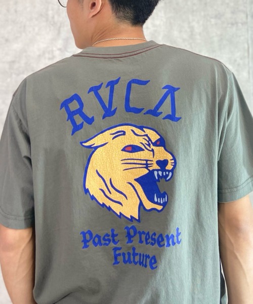 RVCA（ルーカ）の「RVCA/ルーカ バックプリントTシャツ アニマル柄/クルーネックTシャツ トラ柄 BD041-225（Tシャツ/カットソー・メンズ・ブラック/ホワイト/オリーブ・L/XL/M）」の21枚目の写真