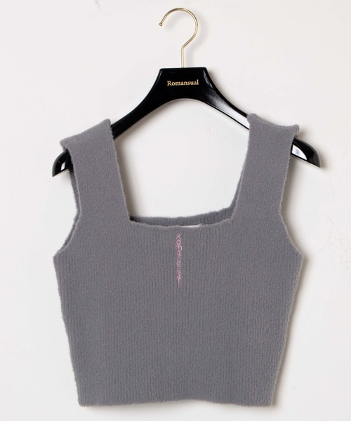 Romansual（ロマンシュアル）の「Romansual/ニットタンクトップ＆ハーフパンツセット（タンクトップ・レディース・グレー/ピンク・FREE）」の4枚目の写真