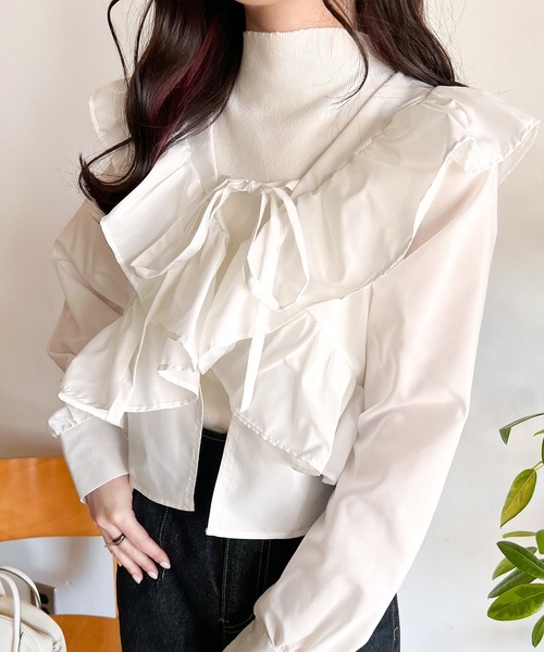 Mysa&Liina(ミーサリーナ)の「ボレロブラウス×タンクセット(シャツ/ブラウス・レディース・ブラック/ピンクベージュ/オフホワイト・M)」の1枚目の写真