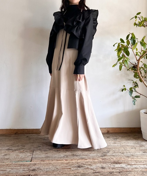 Mysa&Liina(ミーサリーナ)の「ボレロブラウス×タンクセット(シャツ/ブラウス・レディース・ブラック/ピンクベージュ/オフホワイト・M)」の7枚目の写真